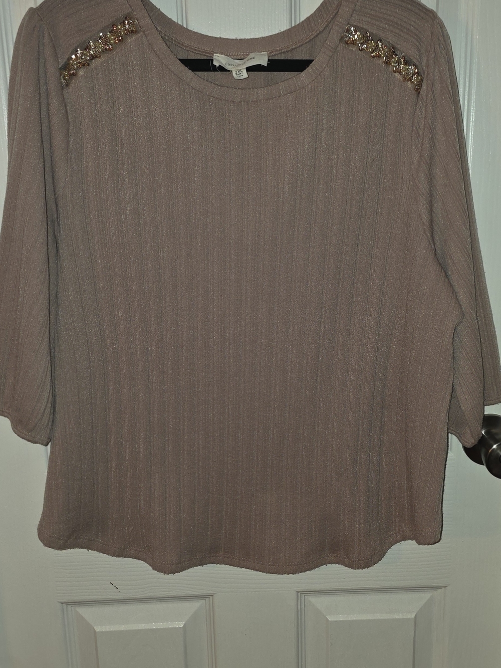 Women’s Blouse with Shoulder Embellishments - Dusty Rose